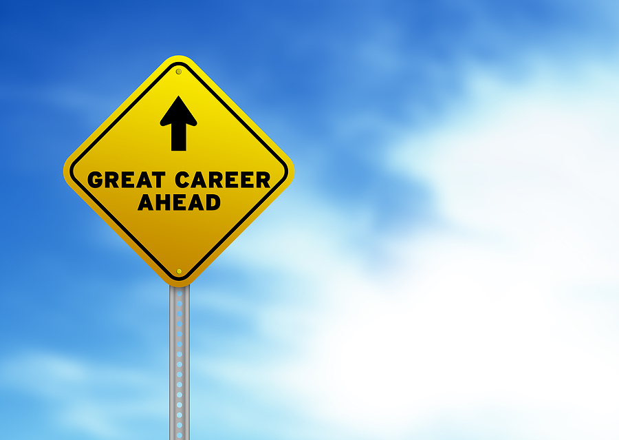 Sign showing great career ahead - IT support and computer networking career opportunities