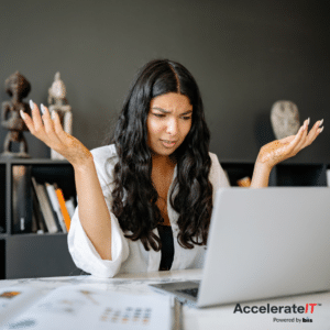Woman confused by too many computer tools
